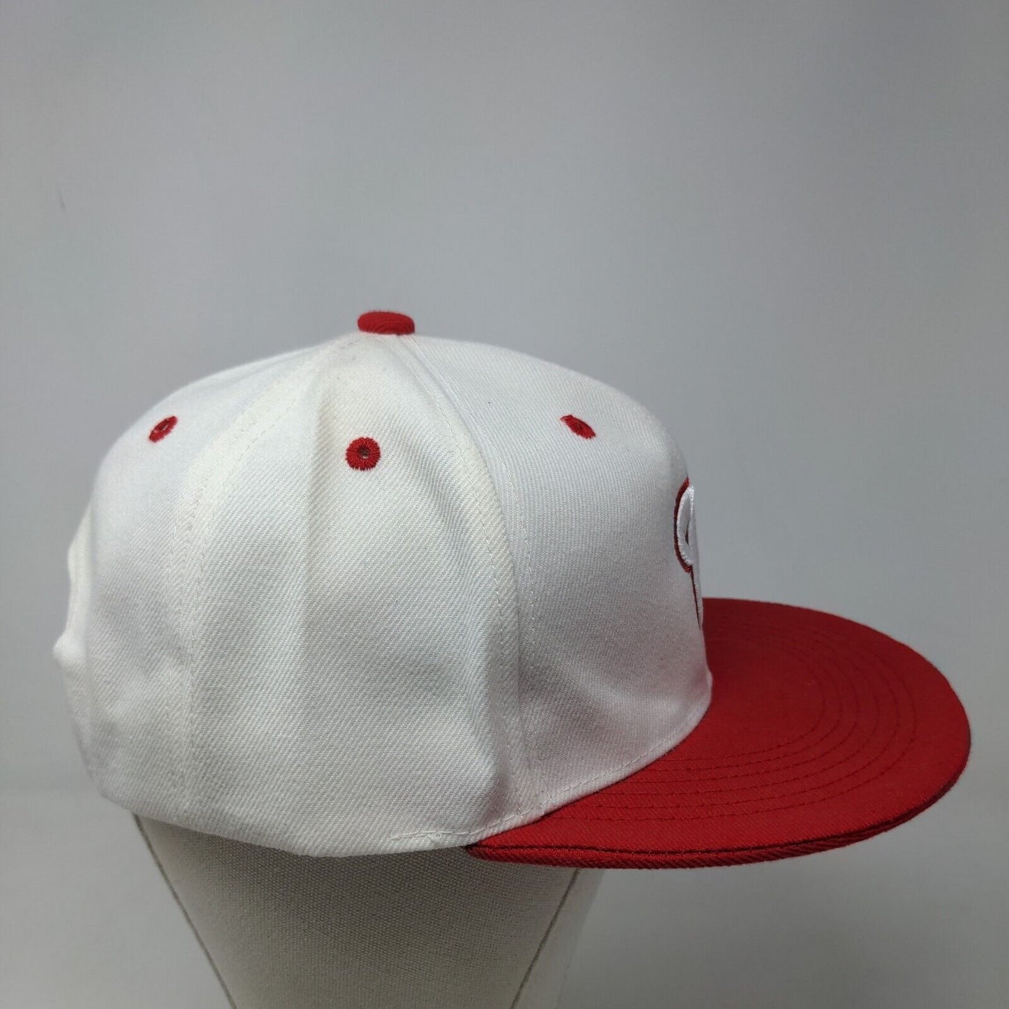 Premium Headwear Men's Snapback Trucker Hat White Red Embroidered Logo