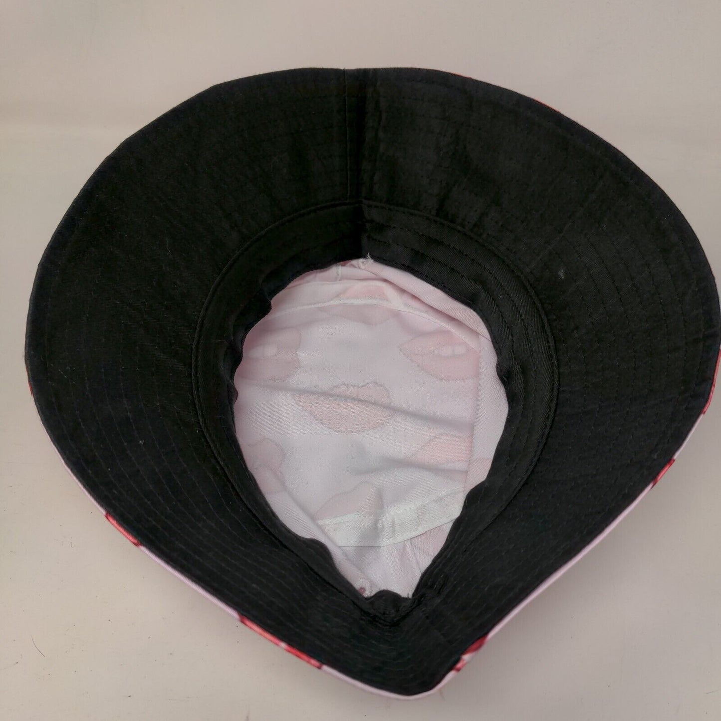 Red Lips Bucket Hat Pink One Size All Over Print Vent Holes Blank
