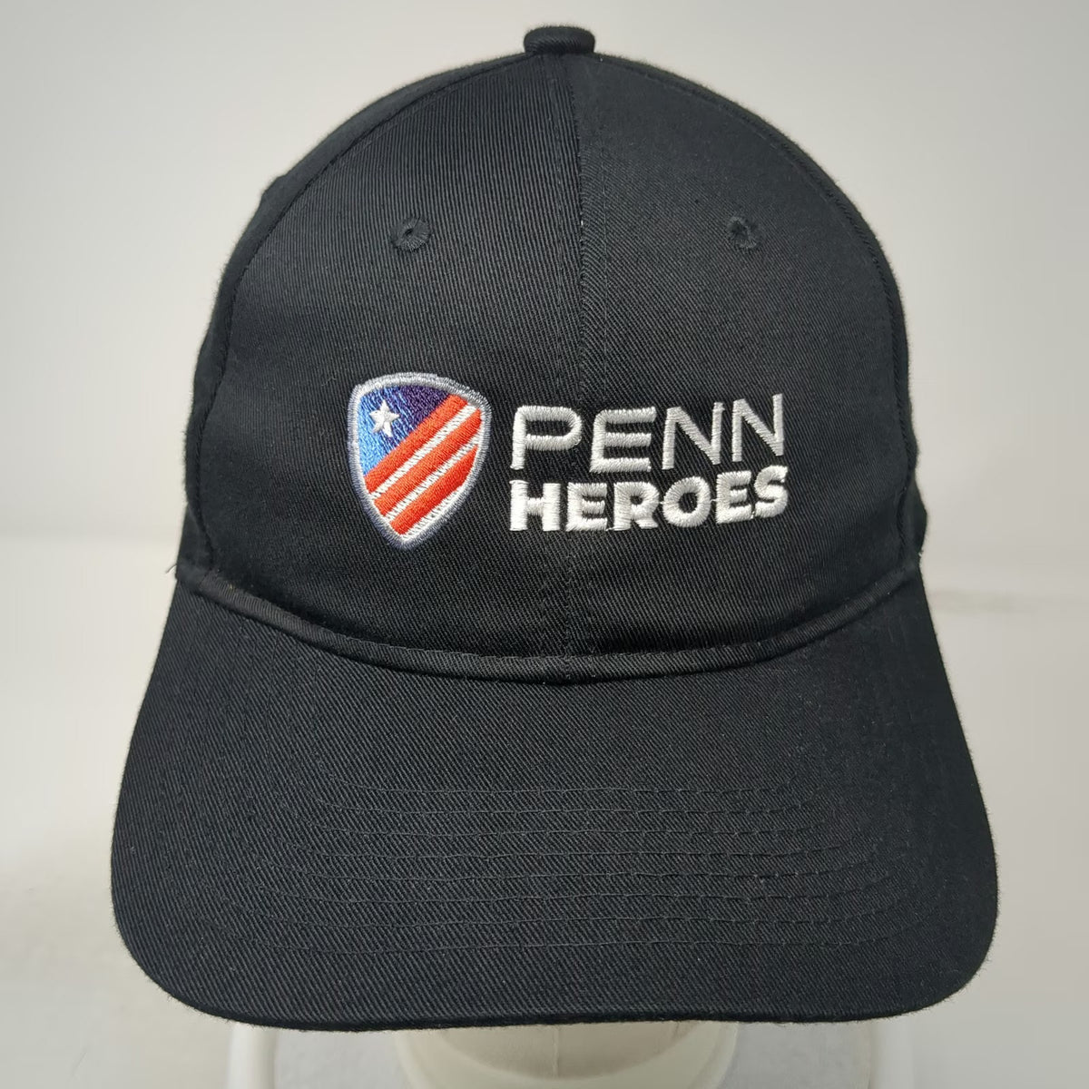 Port Authority Snapback Black Hat One Size Penn Heroes Play Embroidered Shield