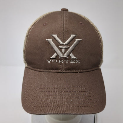 Vortex Snapback Mesh Back Trucker Hat Brown One Size Embroidered Logo