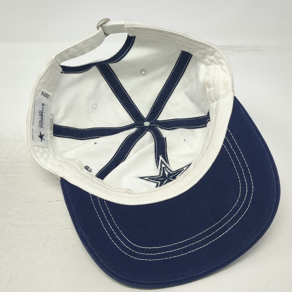 Dallas Cowboys NFL Authentic Baseball Cap White One Size Blue Star Hat Slideback