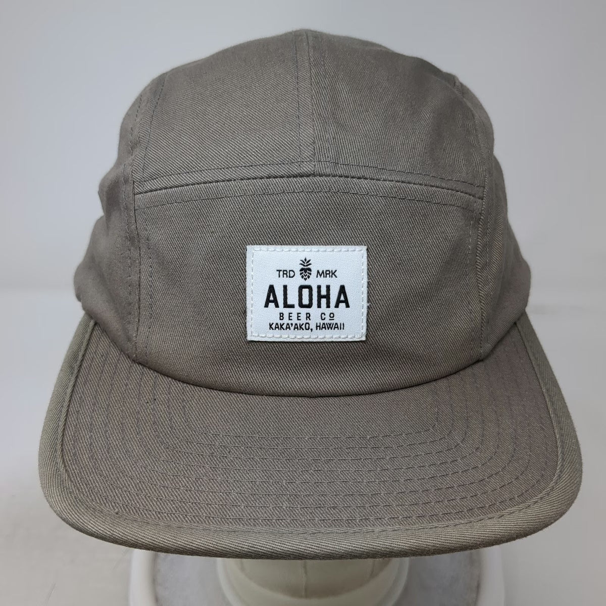 Aloha Beer Co 5 Panel Brown One Size Strapback Flat Brim Cotton Hat Hawaii Brew