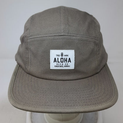 Aloha Beer Co 5 Panel Brown One Size Strapback Flat Brim Cotton Hat Hawaii Brew