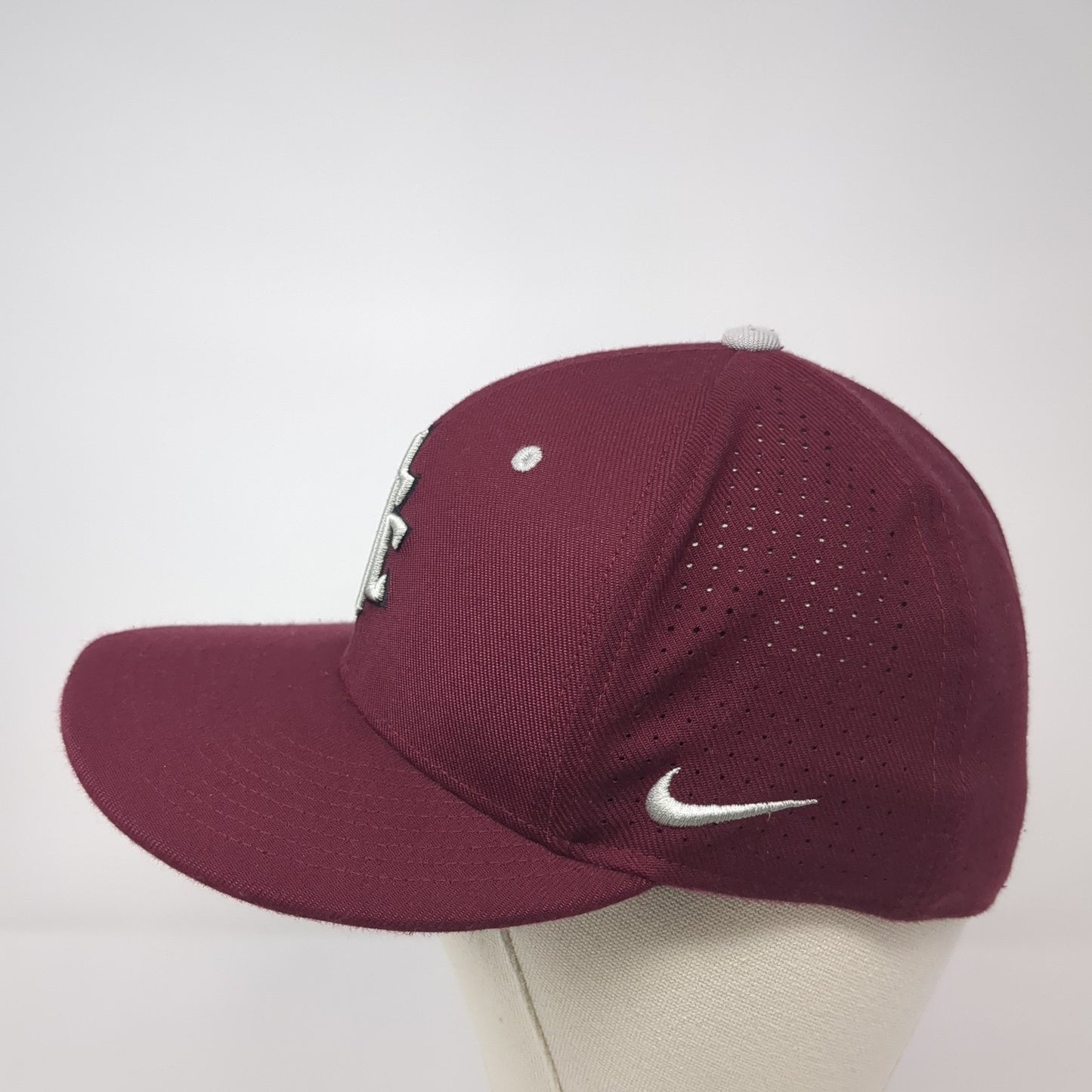 NTC Fitted Hat Red Medium Embroidered Logo Laser Cut Nike Tru Dri-Fit