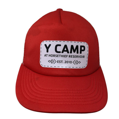 Y Camp Snapback Mesh Back Trucker Hat Red One Size Colorblock District