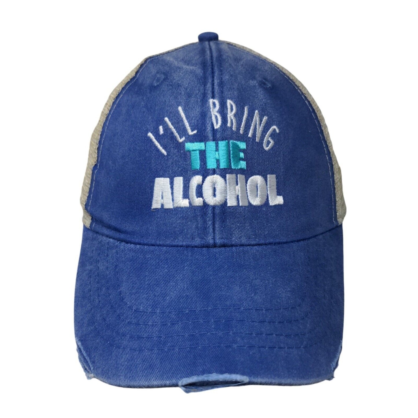I'll Bring The Alcohol Snapback Trucker Hat Blue OS Adjustable Mesh Back Adams