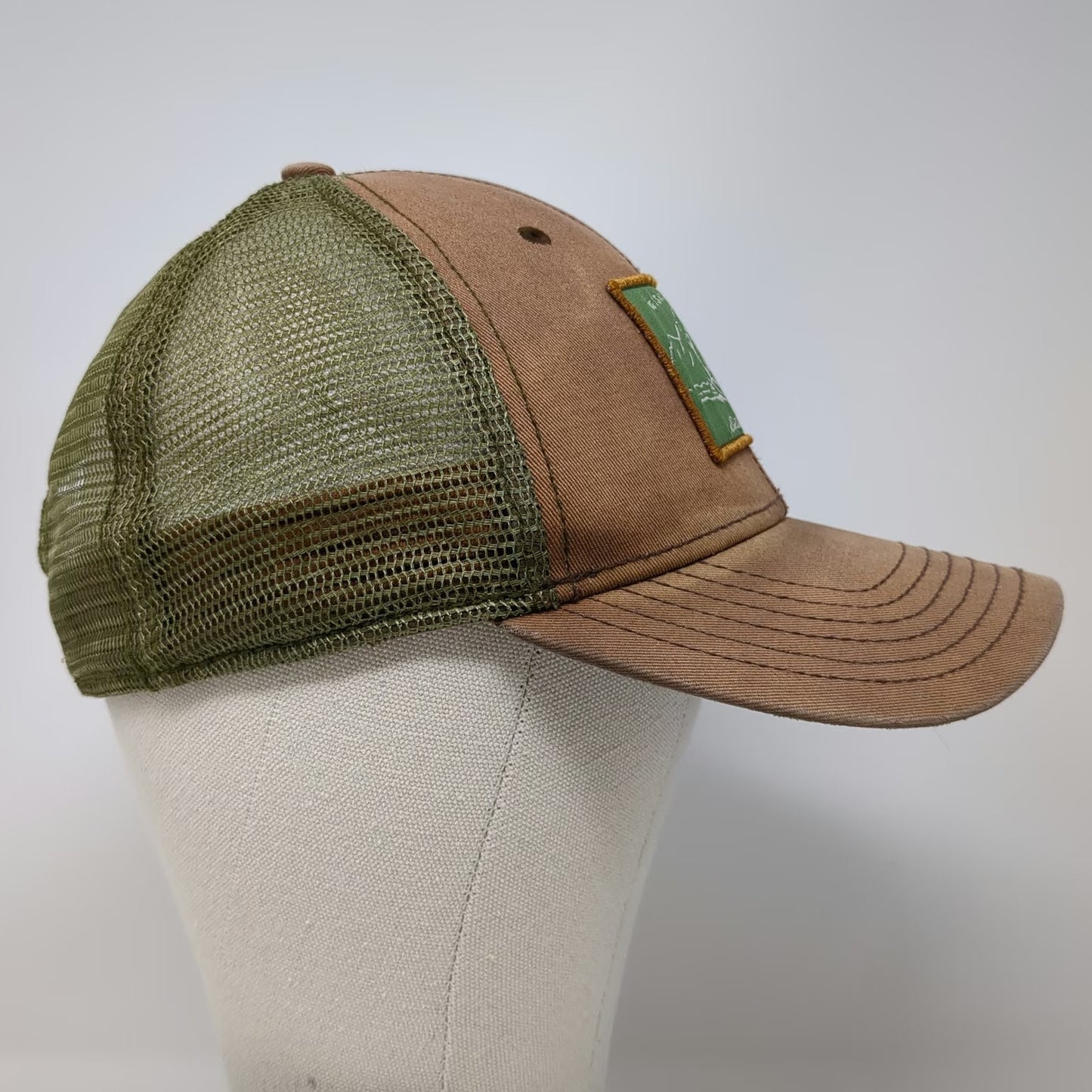 Eddie Bauer Trucker Hat One Size Brown Green Washington Fish Mesh Snapback