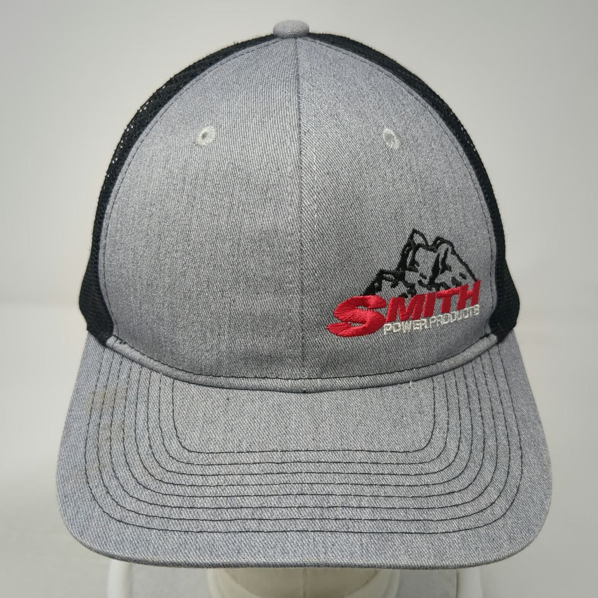 Port Authority Trucker Hat Gray Black Red White OSFM Mesh Snapback Smith Power