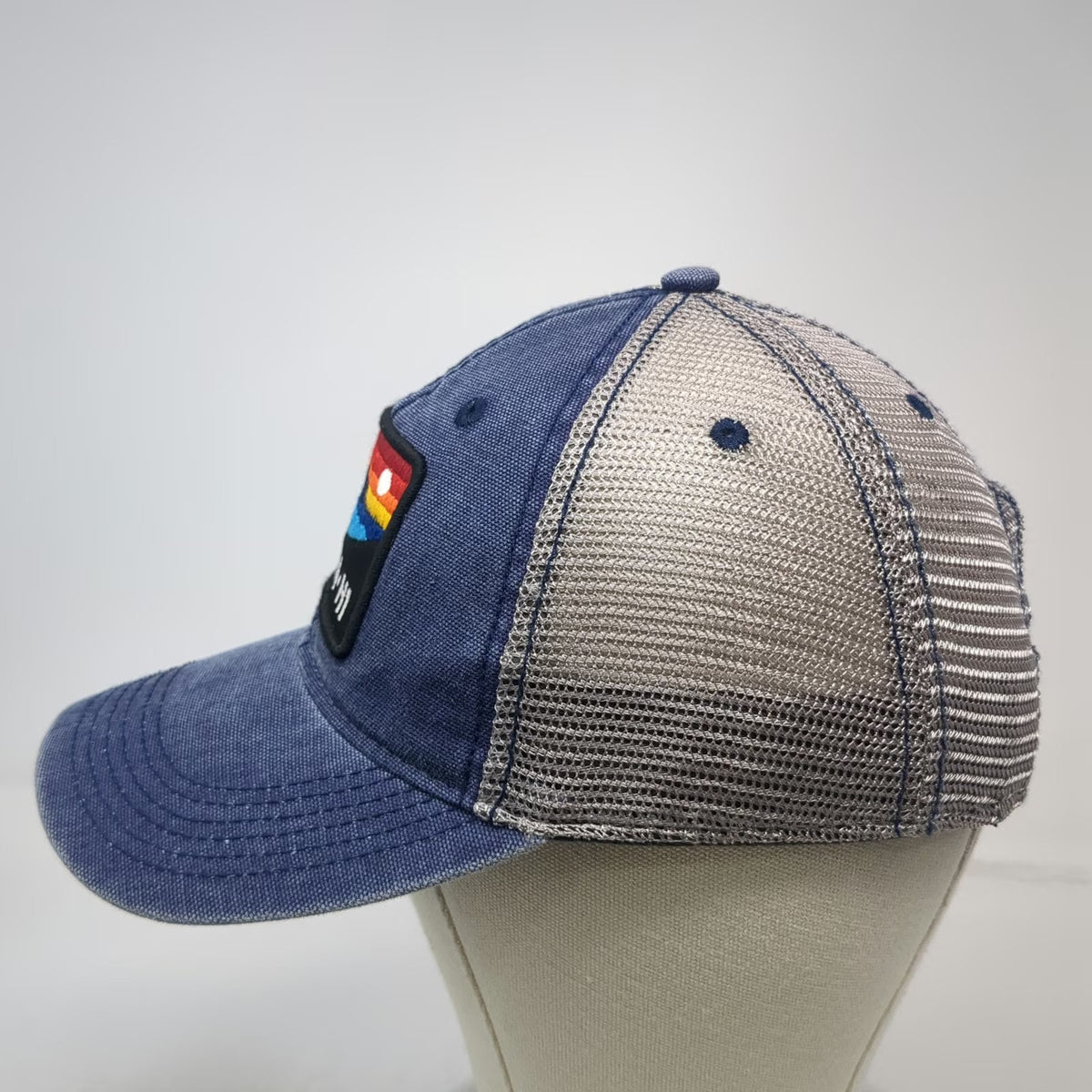 Legacy Trucker Hat Blue Gray One Size Kona HI Hawaii Sunset Mountain Patch Mesh