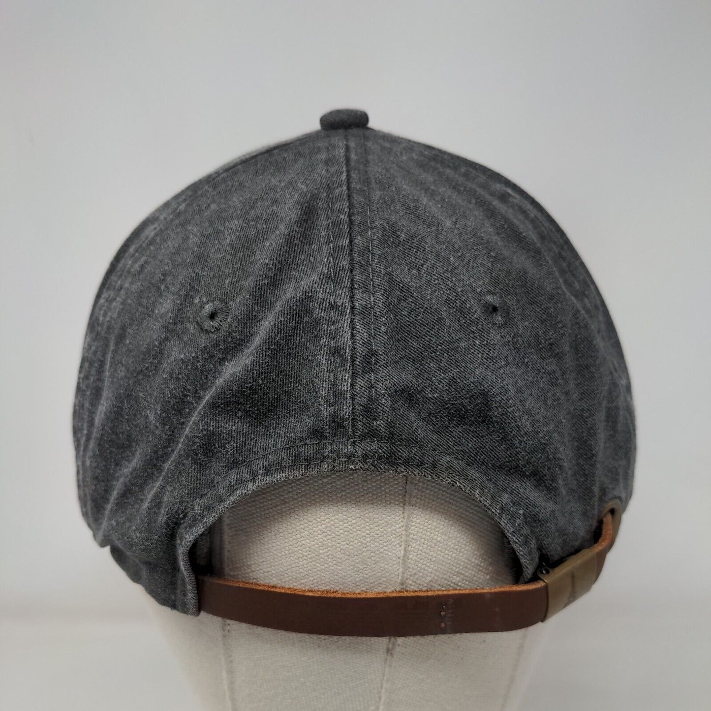 Drunk Vibes Slideback Hat Gray One Size Leather Strap Lined Adams