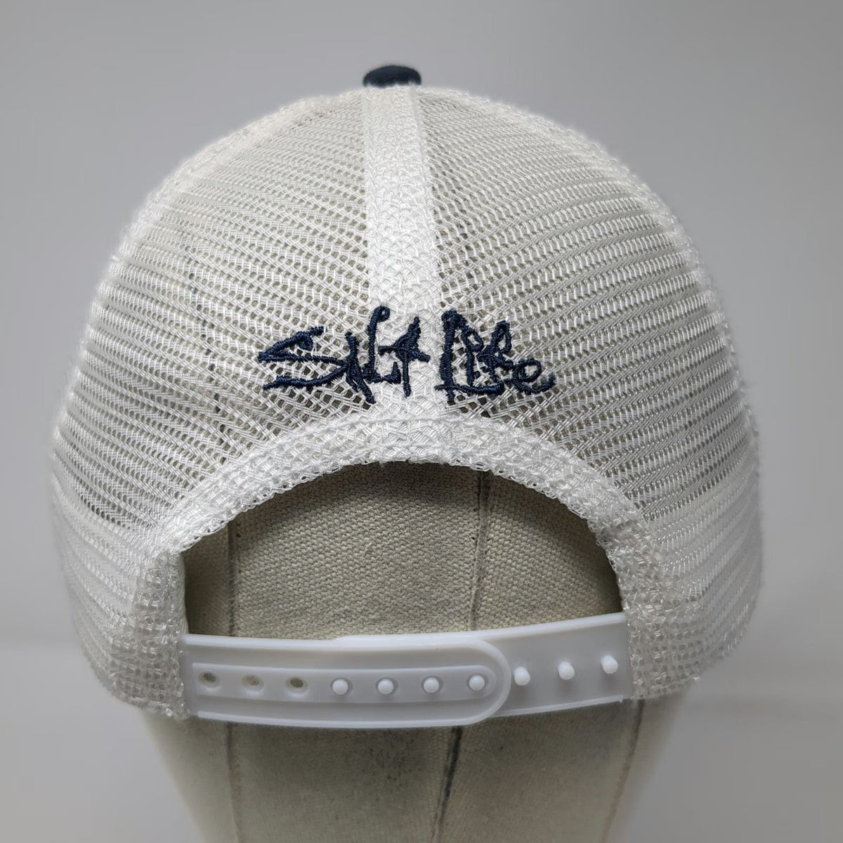 Salt Life Trucker Hat Blue One Size American Flag Mesh Snapback Fish Logo Shield