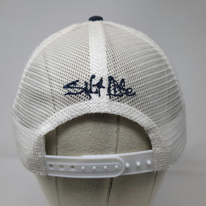 Salt Life Trucker Hat Blue One Size American Flag Mesh Snapback Fish Logo Shield