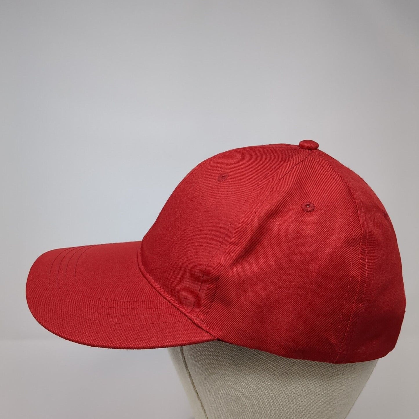 Unbranded Strapback Hat Red One Size Adjustable Vented Holes 6 Panel Blank