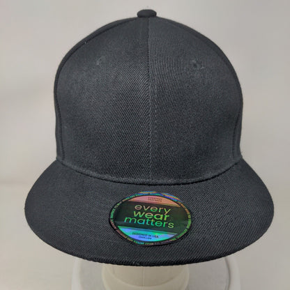ChoKoLids Snapback Hat Black One Size Adjustable Solid 6 Panel Blank