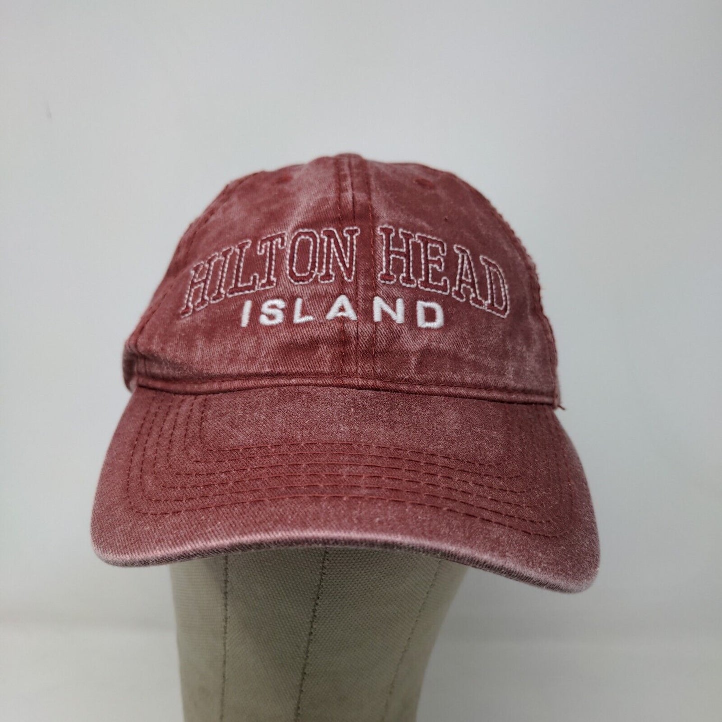 ESY Men's Slideback Hat Red OSFA Embroidered Hilton Head Island Logo Cotton