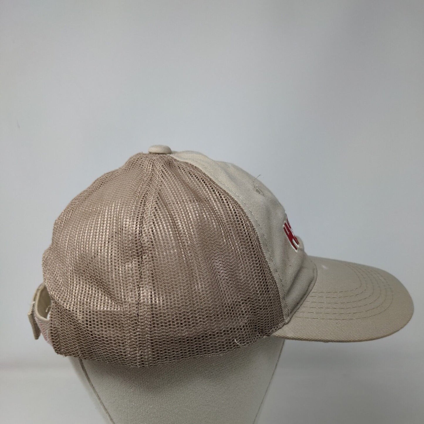 Hancock Mechanical Strapback Trucker Hat Tan OSFM Mesh Back Outdoor Cap