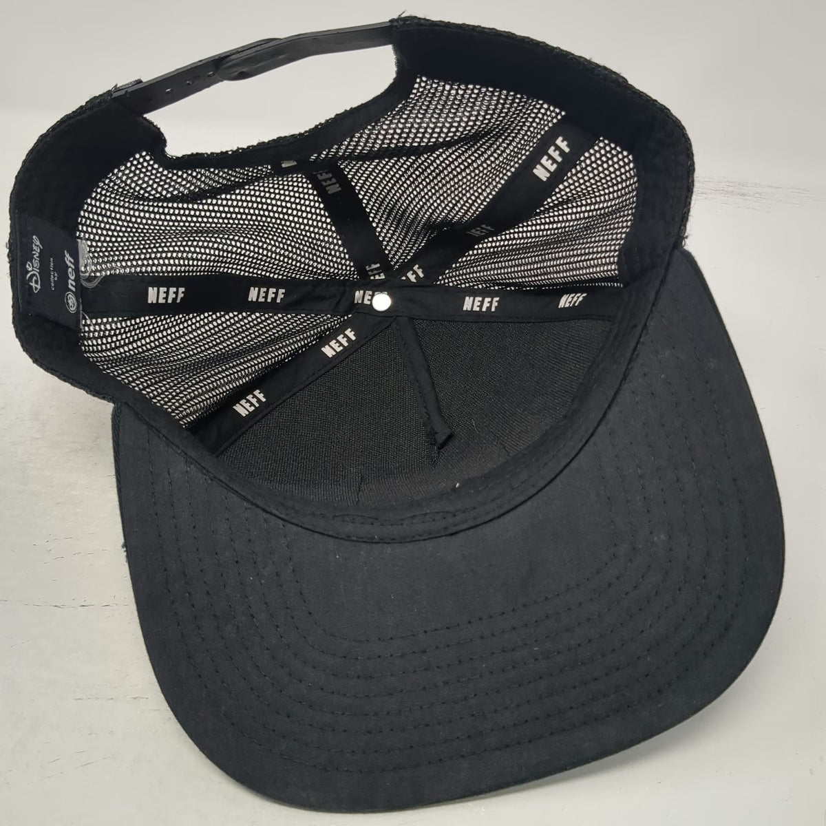 Neff Trucker Hat Black OSFM Mickey Mouse Disney Patch Mesh Snapback Flat Bill