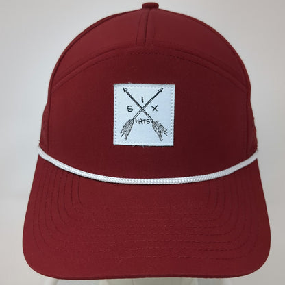 Six Trucker Hat Red One Size Rope Performance Laser Cut Snapback Thirst Project