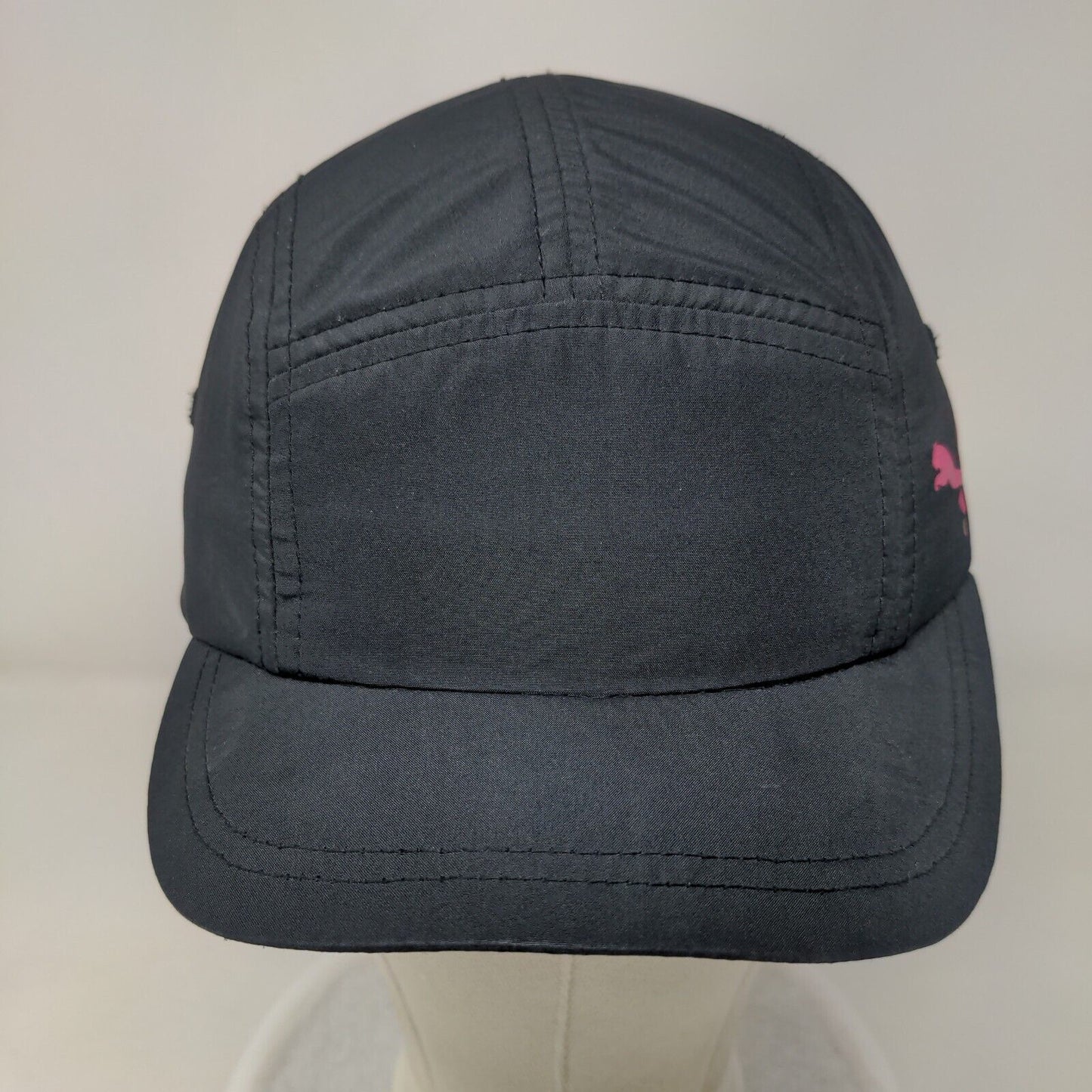 PUMA Strapback 5 Panel Hat Black One Size Adjustable Solid Vent Holes