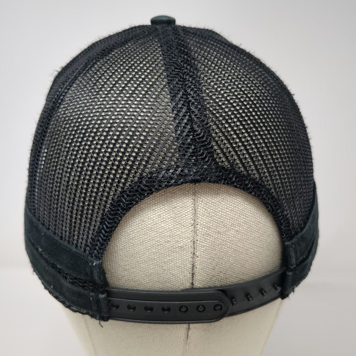 First Class Black White Trucker Hat One Size Mountain Graphic Snapback Mesh Back