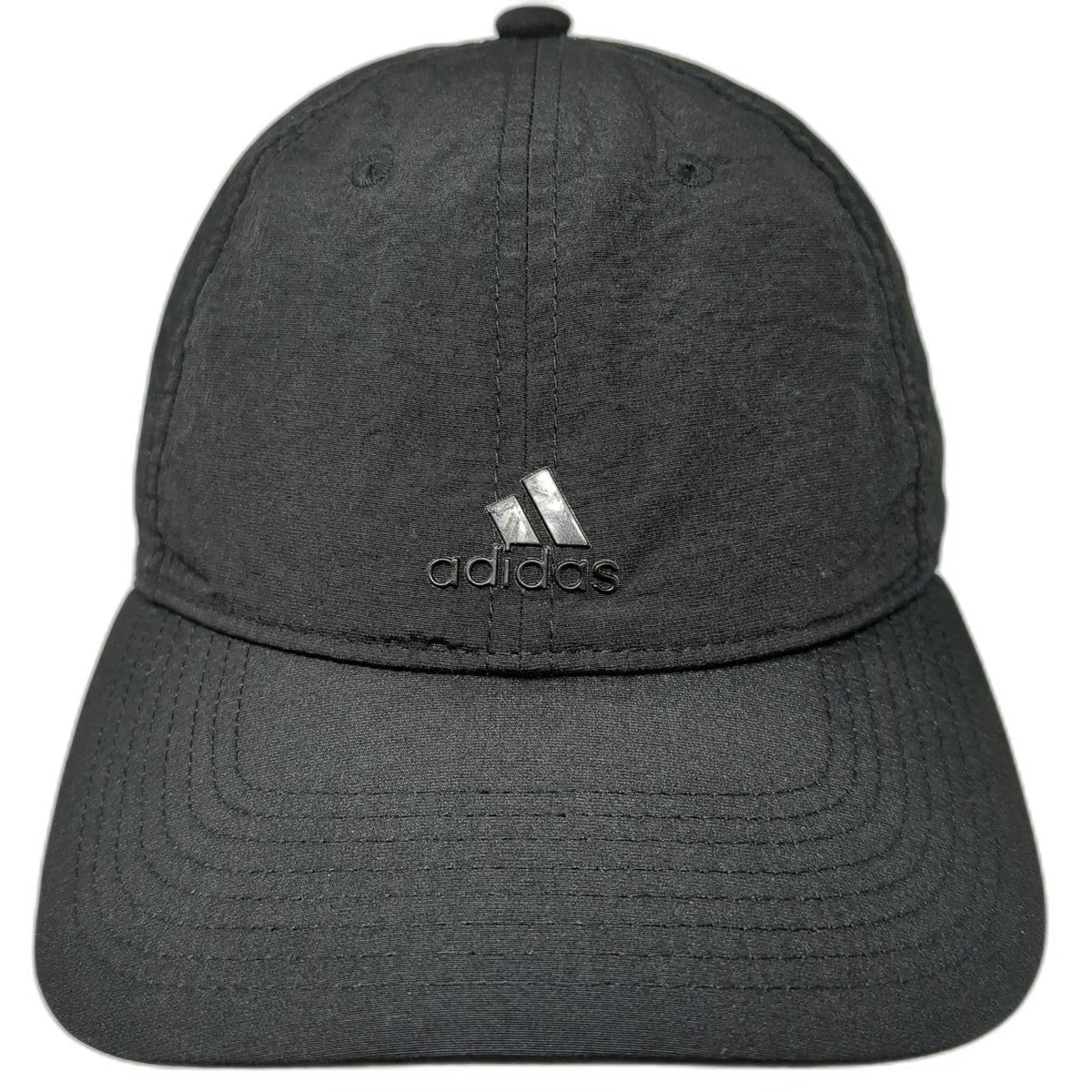 Adidas Baseball Cap Black One Size Slideback Nylon Three Stripe Logo Hat
