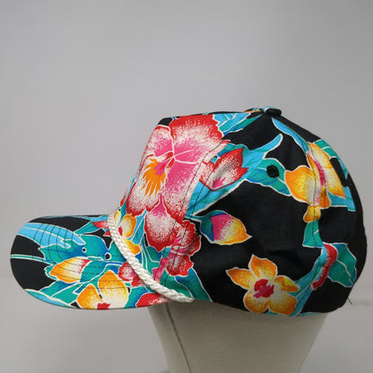 San Sun Simplot Hat 5 Panel Black Red Blue Yellow Floral Rope One Size Snapback