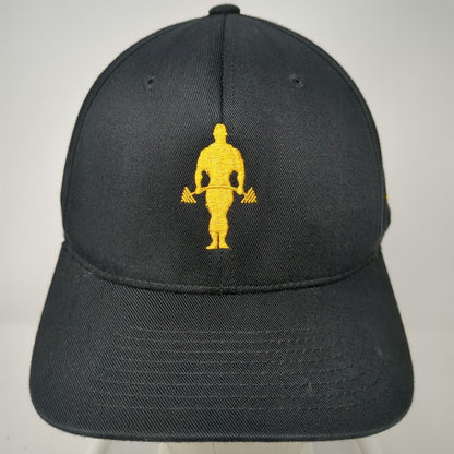 Flexfit Baseball Cap Black XL Hat Gold's Gym Bodybuilder EST 1965 Curved Brim