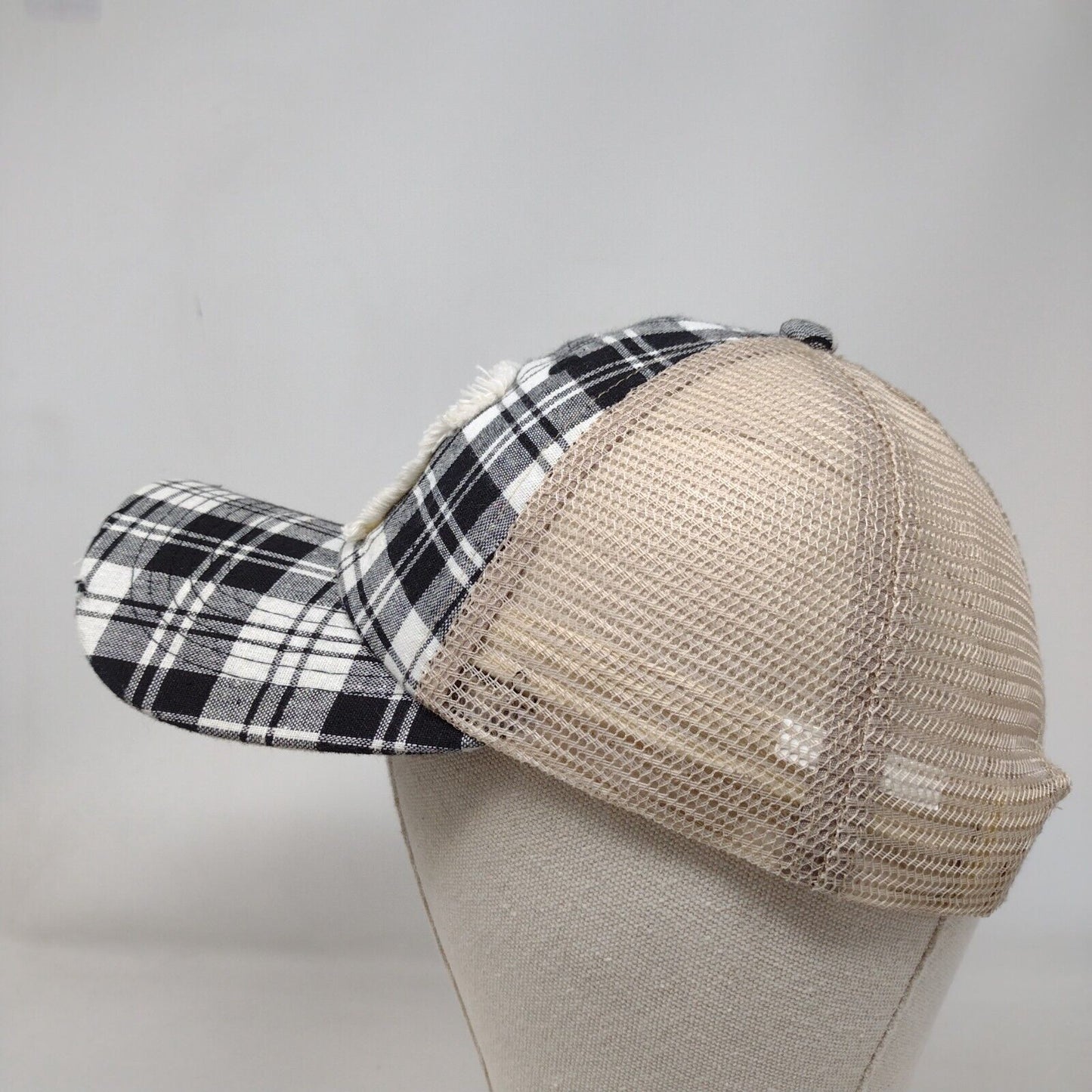 I Run On Caffeine Chaos And Cuss Words Trucker Hat Multi One Size Plaid