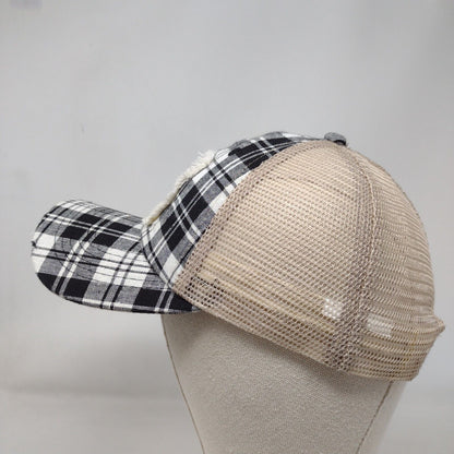 I Run On Caffeine Chaos And Cuss Words Trucker Hat Multi One Size Plaid