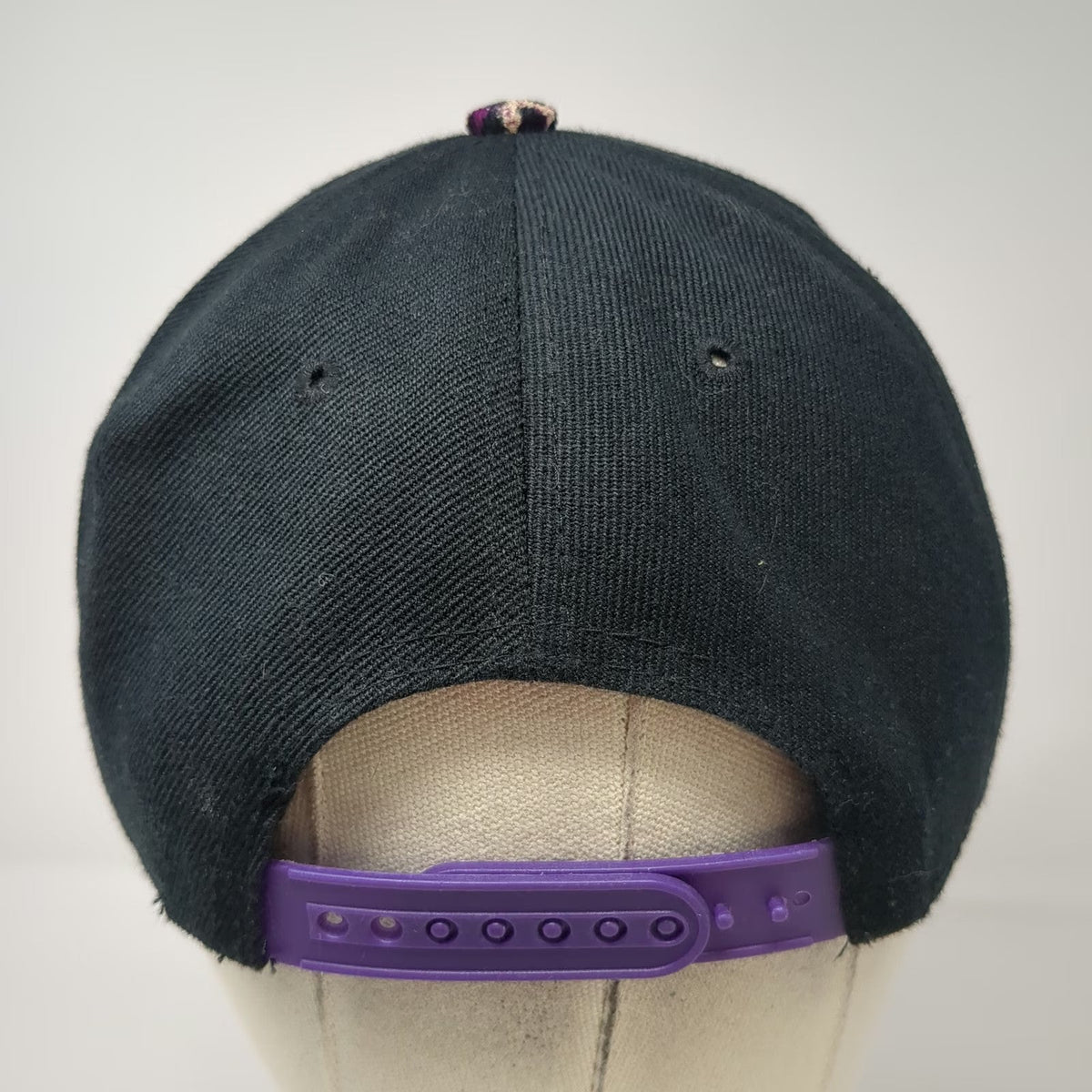 Snapback Hat Black Purple One Size Leopard Print Brim Tail Boot Graphic Patch