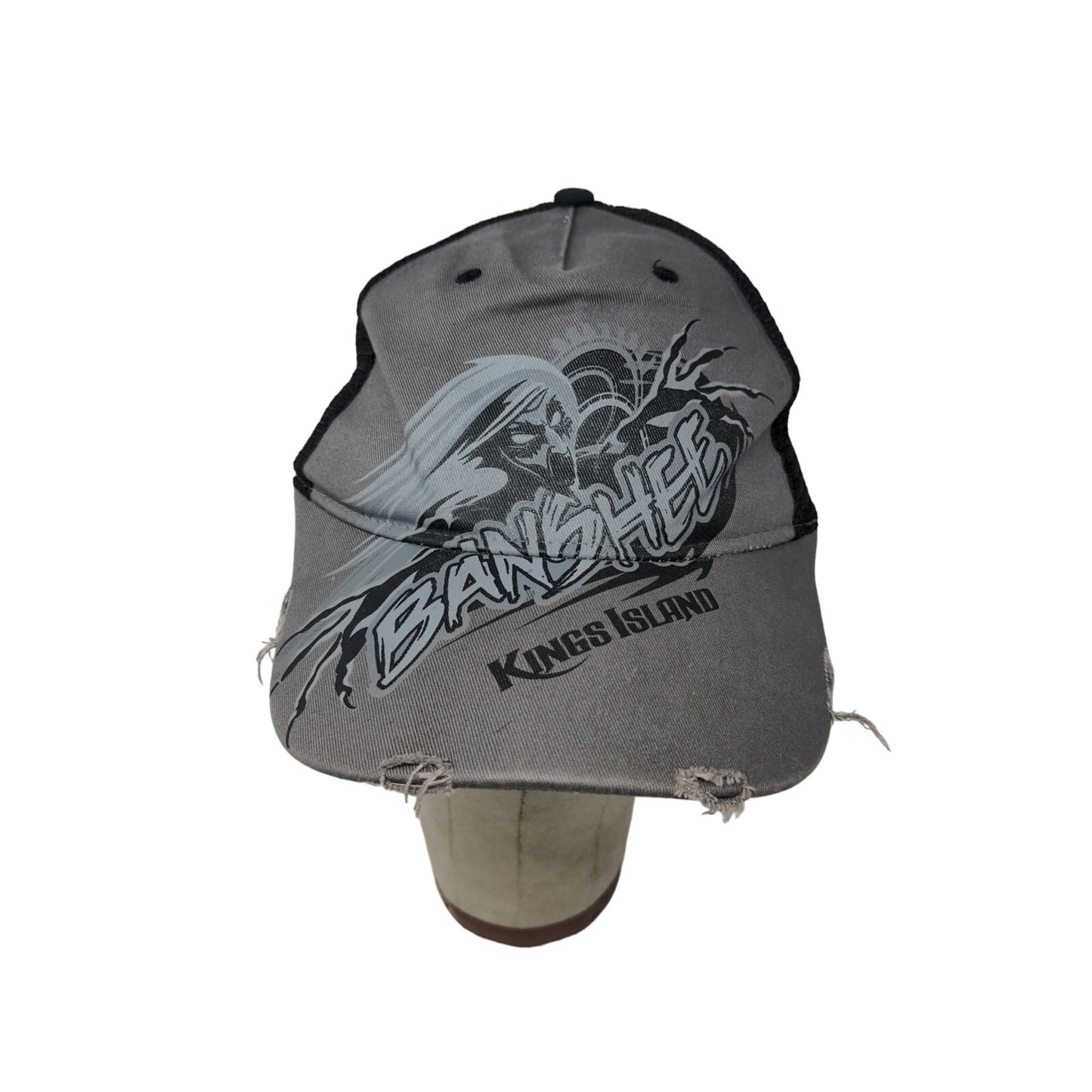 Cedar Fair Kings Island Banshee Rollercoaster Meshback Snapback Hat Distressed