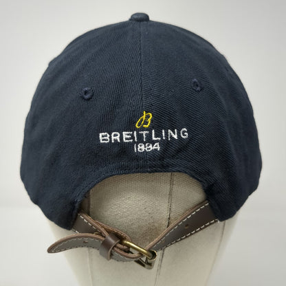 Breitling Baseball Cap Blue One Size Organic Cotton Leather Strapback Logo Hat