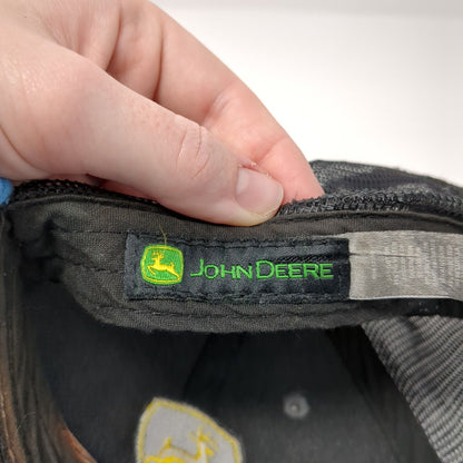 John Deere Snapback Trucker Hat Black One Size Adjustable Embroidered Mesh Back