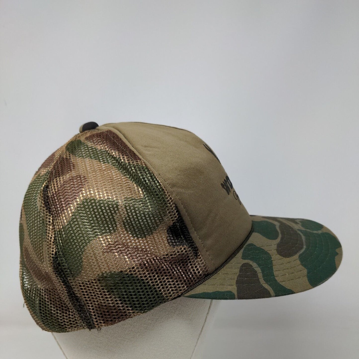 Woody's Bar BQ Snapback Trucker Hat Camouflage OSFA Adjustable Mesh Back