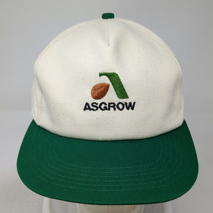 K-Products 5 Panel Hat White Green OSFM Asgrow Seed Snapback Made in USA Farm