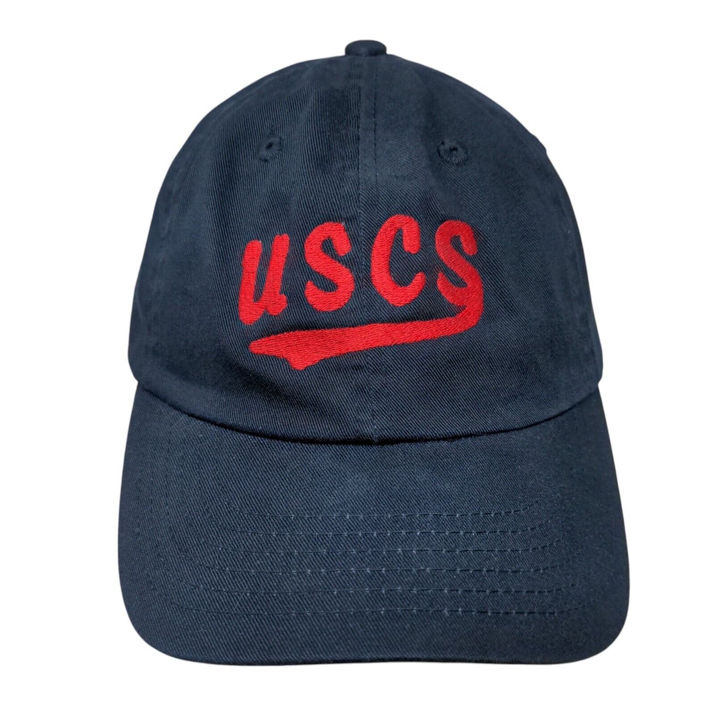 USCS Strapback Hat Blue One Size Adjustable Embroidered 6 Panel Imperial