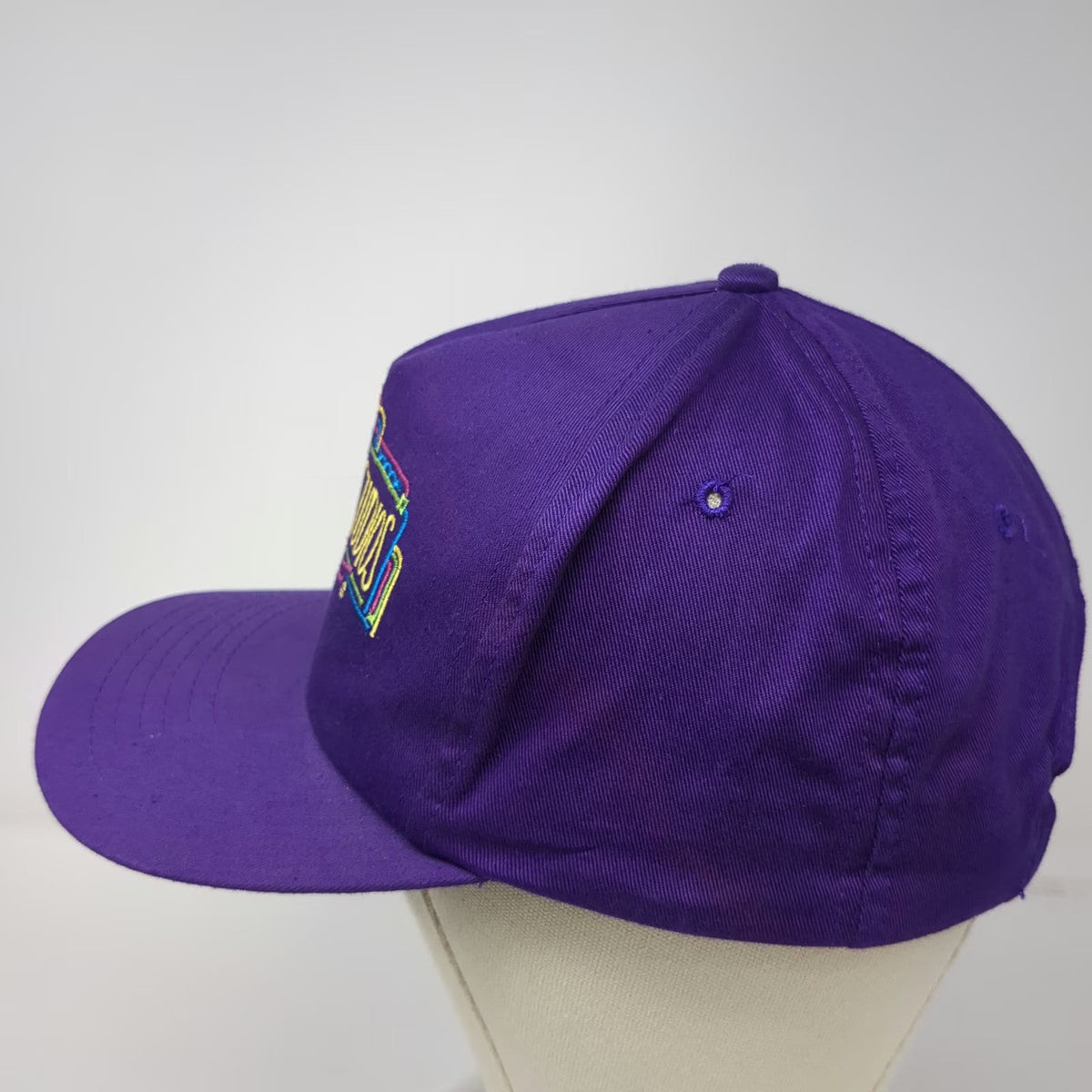 Universal Studios Florida Neon Sign Logo 5 Panel Purple Hat Snapback Vintage