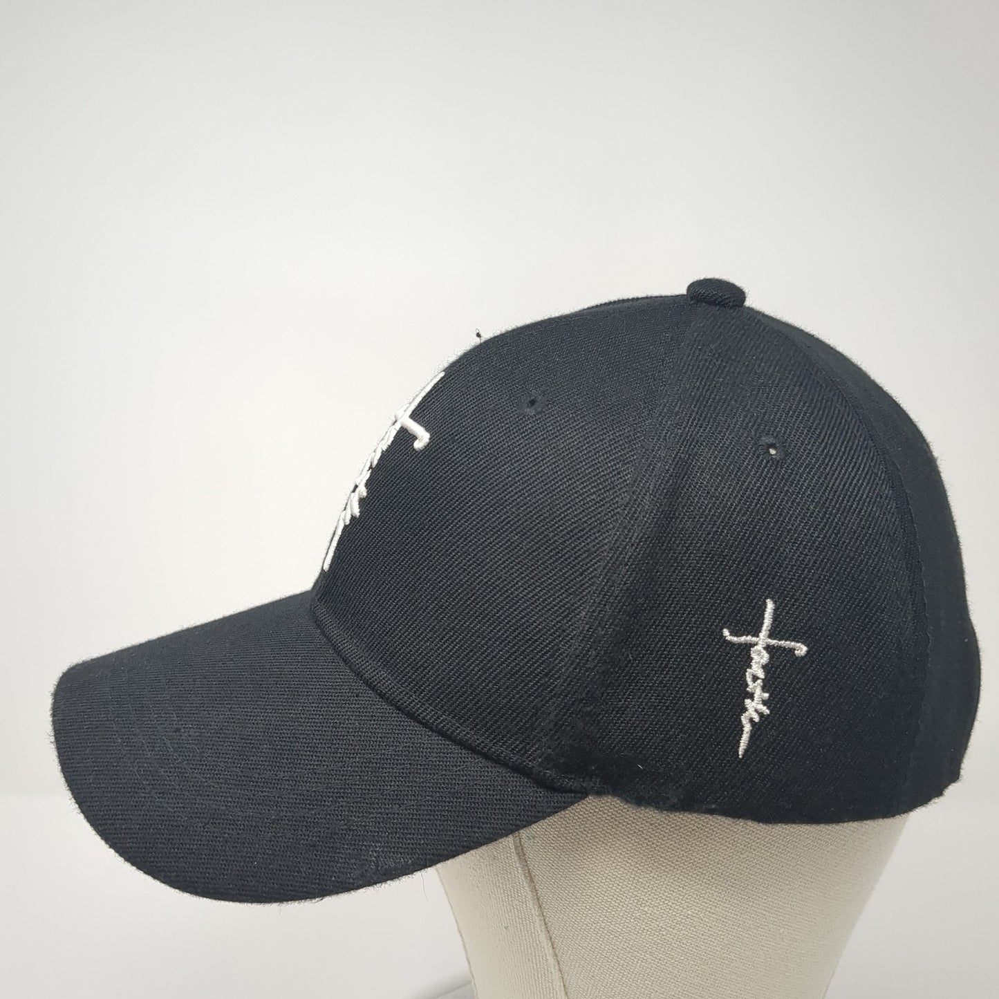 Faith Slideback Baseball Cap Black One Size Adjustable Embroidered 6 Panel