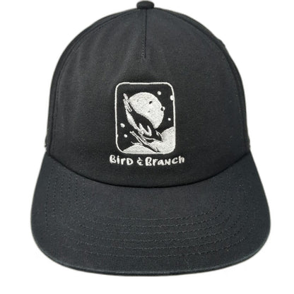 Known Supply Bird & Branch 5 Panel Hat Black One Size Organic Cotton Slideback
