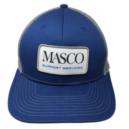 Hit Blue Trucker Hat One Size Snapback Masco Support Services Mesh Patch Logo