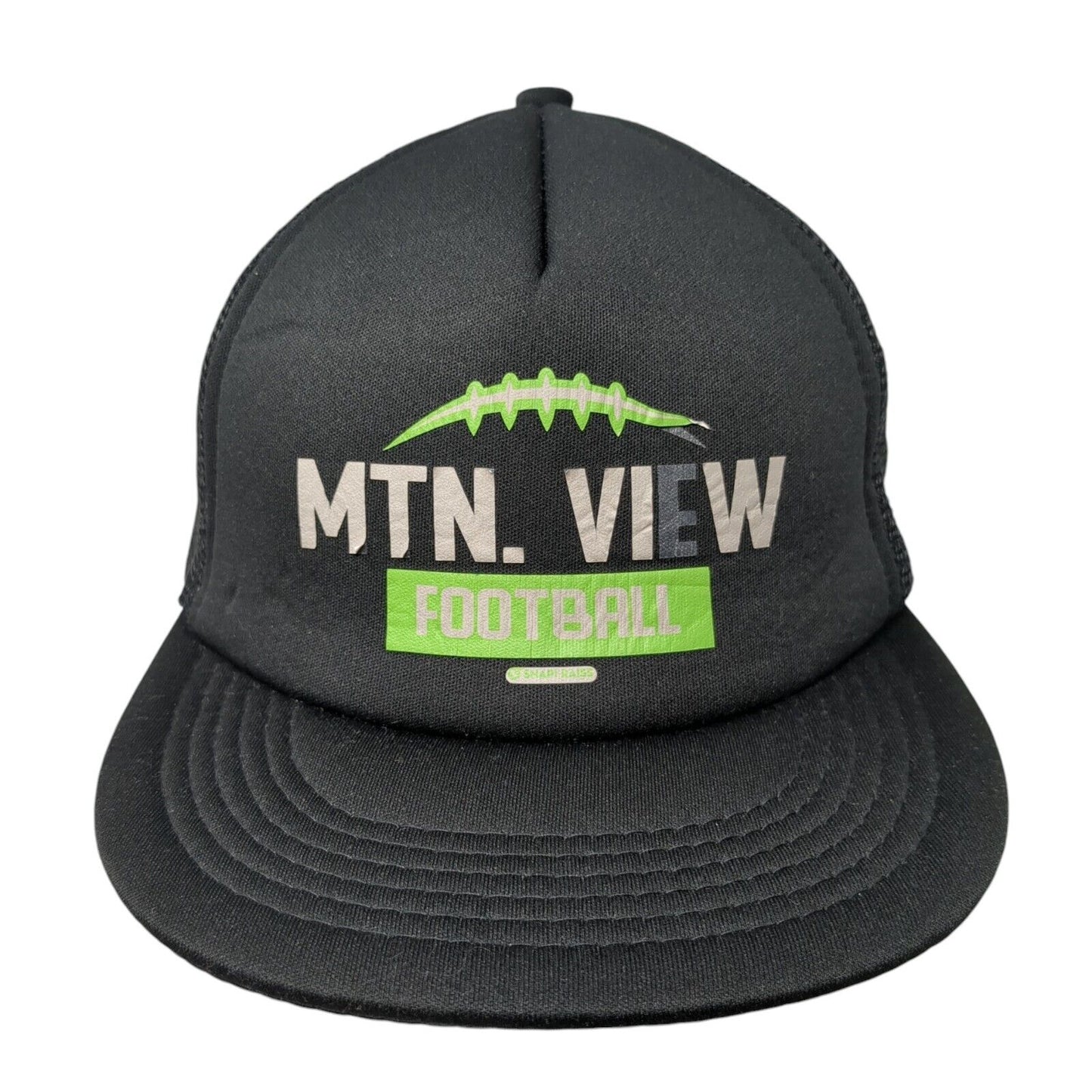 Mtn. View Football Snapback Trucker Hat Black OS Adjustable Mesh Back District