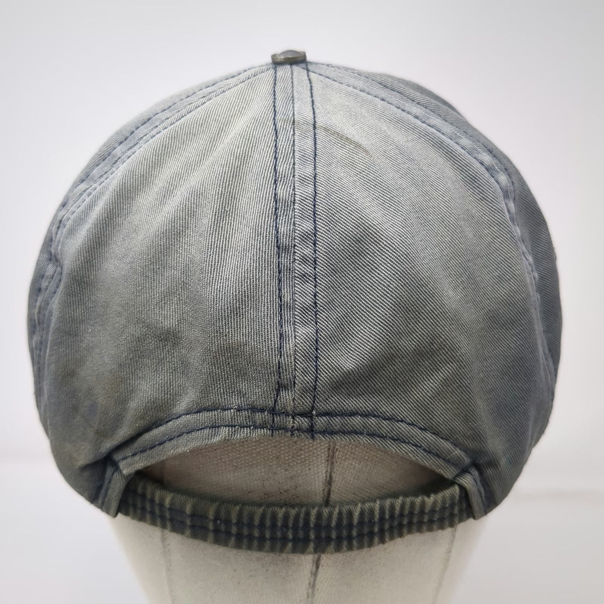 Eddie Bauer Baseball Cap Blue One Size Made USA Cotton Elastic Back Hat Vintage