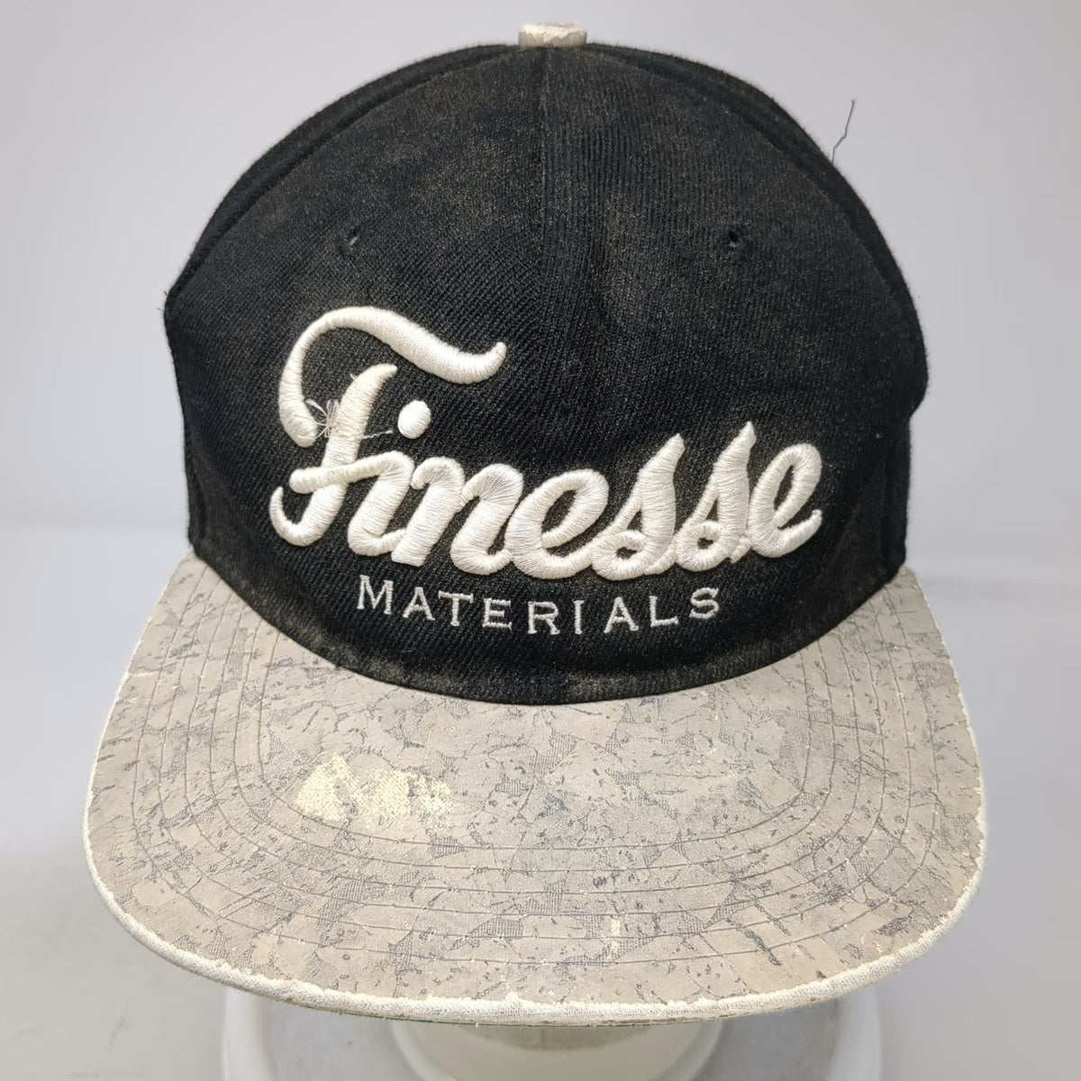Crown Snapback Hat Black One Size Finesse Materials Green Under Brim Textured