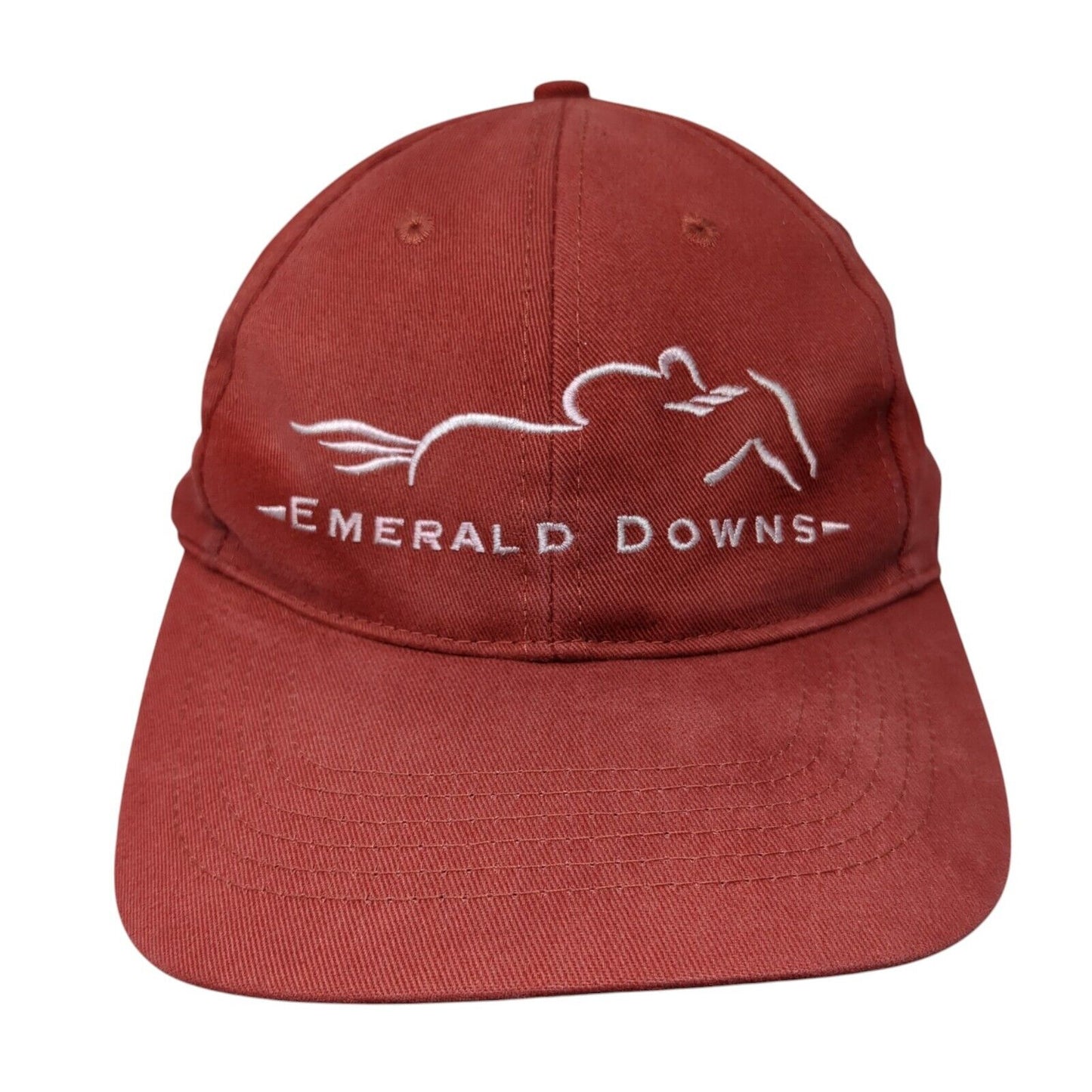 Emerald Downs Slideback Hat Red One Size Adjustable Embroidered 6 Panel Cotton