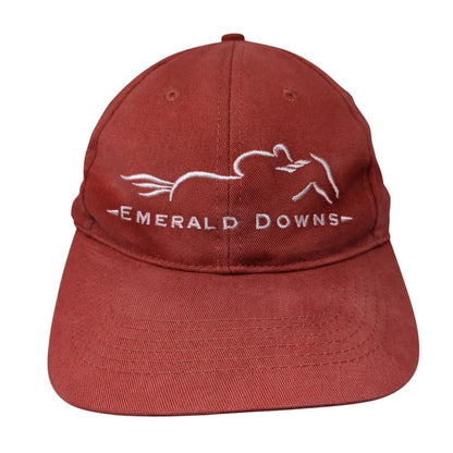 Emerald Downs Slideback Hat Red One Size Adjustable Embroidered 6 Panel Cotton