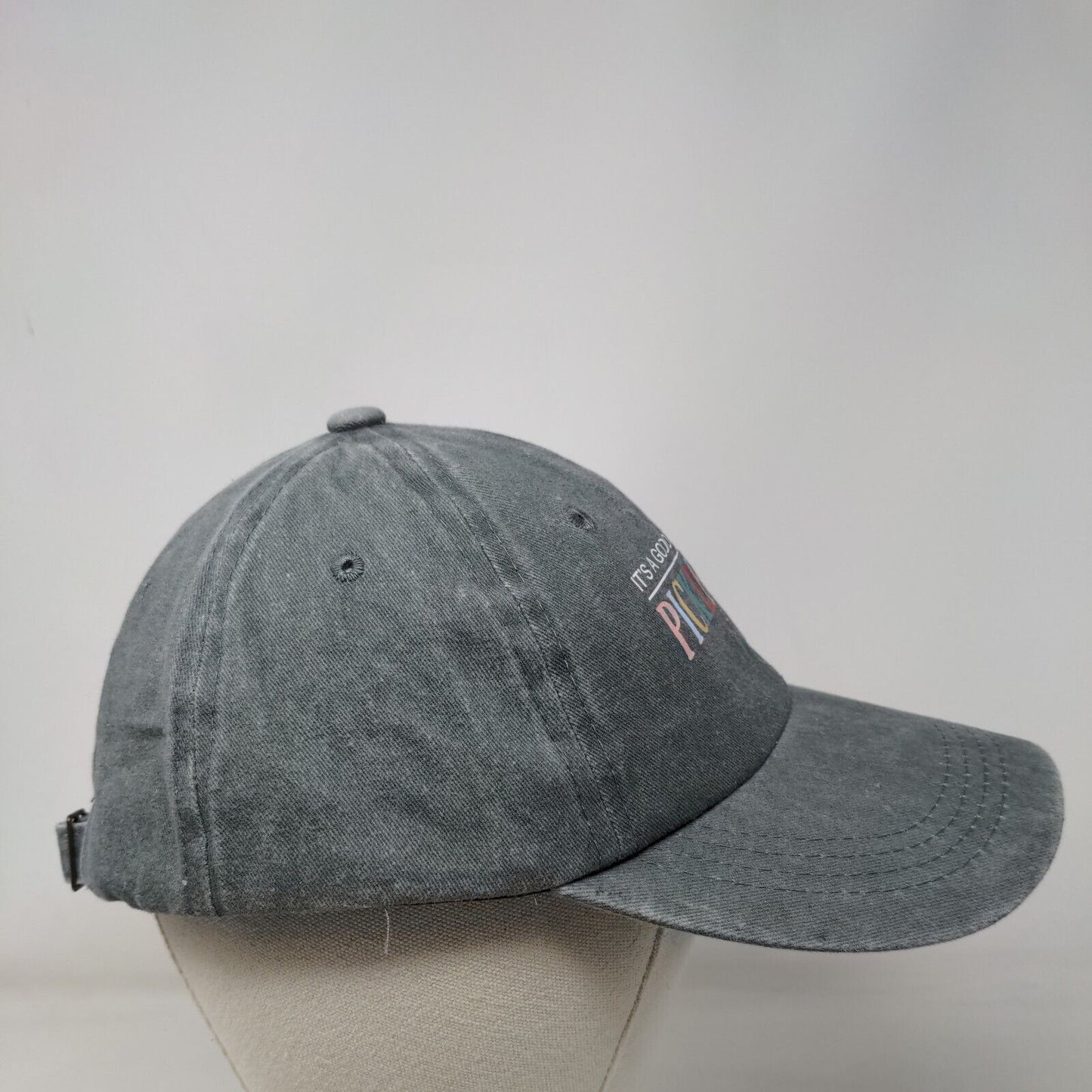 It's A Good Day To Play Pickleball Slideback Hat Gray One Size Adjustable Cotton