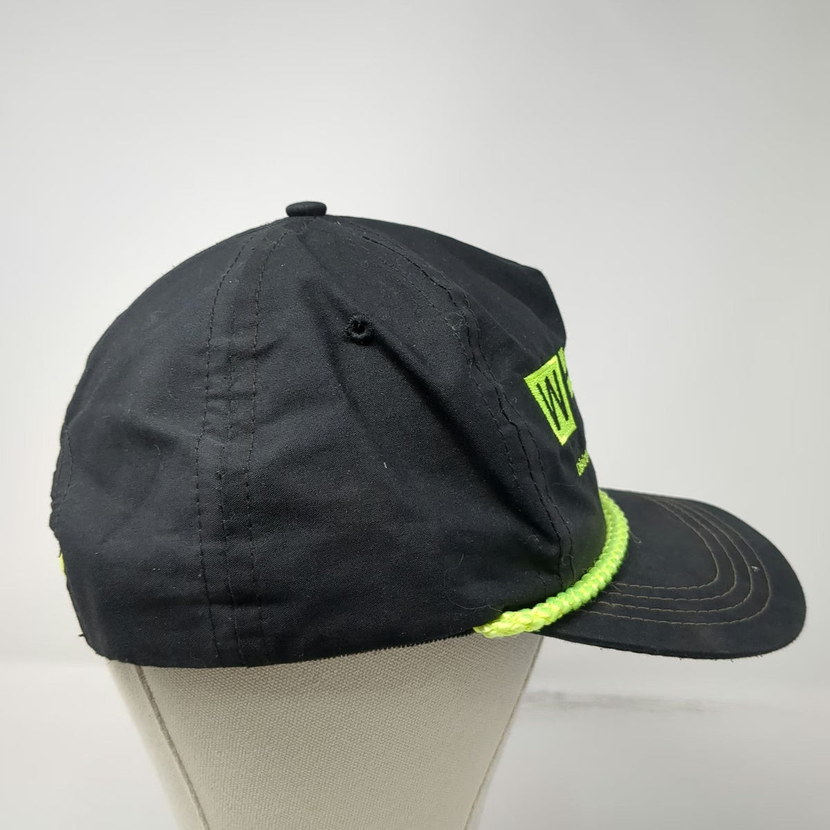 Sportsman 5 Panel Black Yellow Rope Snapback Hat Woodruff Company Jomar Vintage