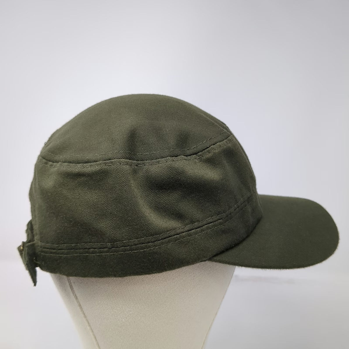 Army Cap Green One Size Hat Flat Crown Adjustable Strap Polyester Solid Color