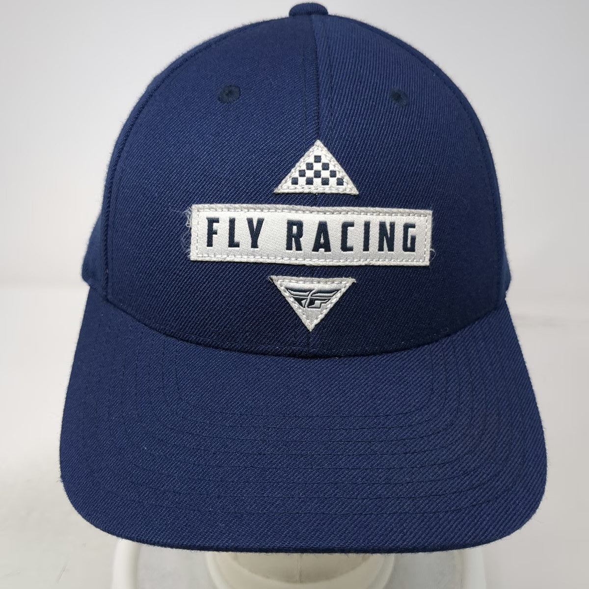 Fly Racing Snapback Hat Blue White One Size Racing Patch Structured 6 Panel Cap