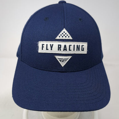 Fly Racing Snapback Hat Blue White One Size Racing Patch Structured 6 Panel Cap